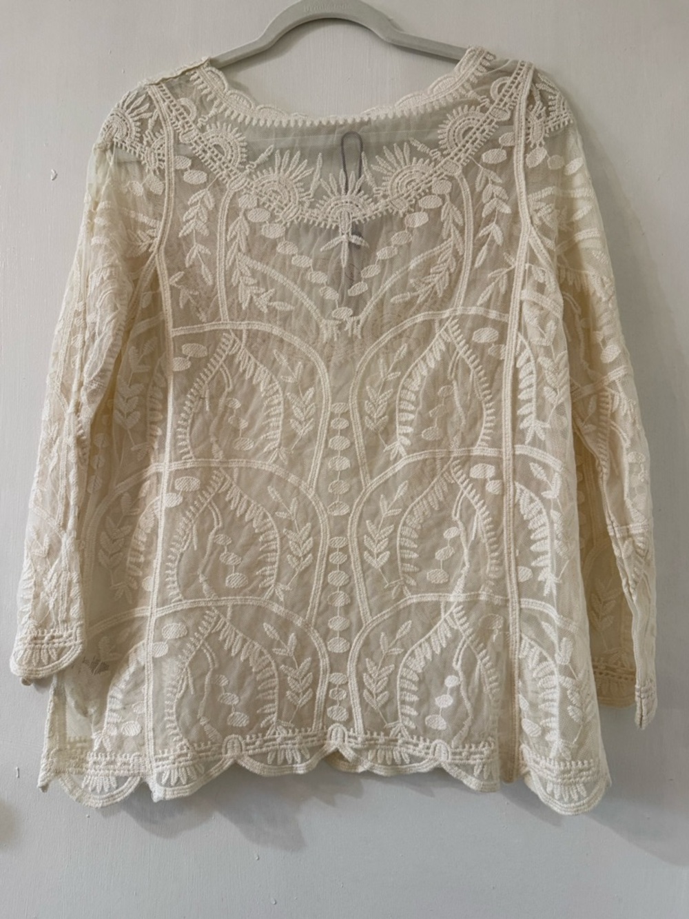 Sioni Cream Embroidered Lace Blouse